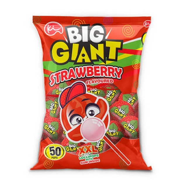 Kenafric Big Giant Strawberry Lollipops 50'S